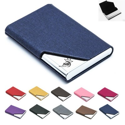 Stainless Steel PU Leather Business Card Holder Case